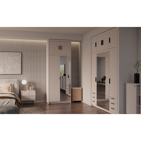 Szafa z nadstawką lustrem 90 cm TRINO beżowa